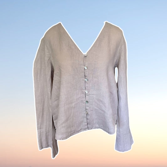 Zara 100% Beige Linen Blouse - Size S